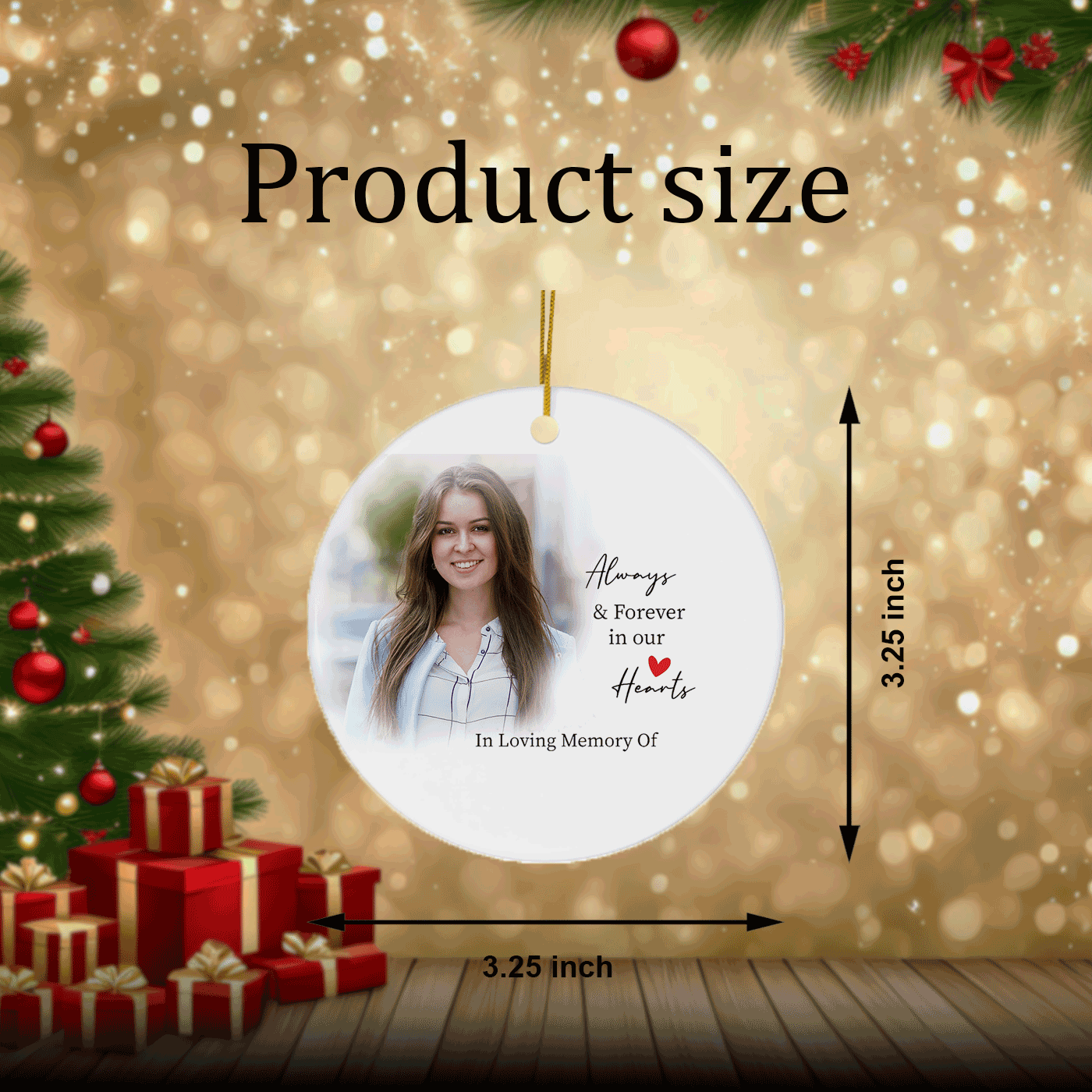 Personalized Christmas Memorial | "Always Samp; Forever in Our Hearts" | Ceramic Ornament